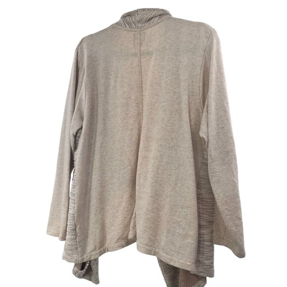 Sunday for Anthropologie Open Front Cardigan BGE SLVR Thread Blend Shimmer W 2X - Picture 3 of 10